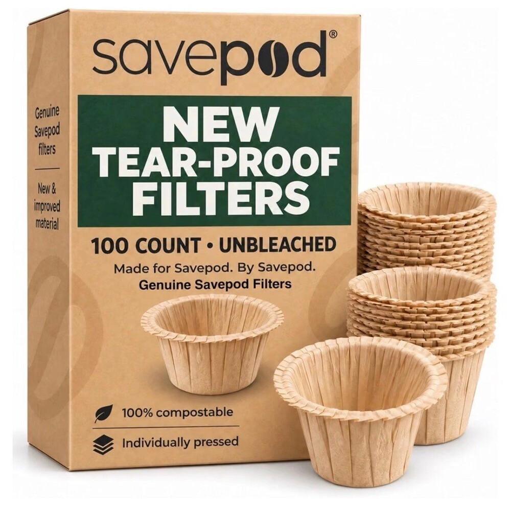 Savepod New Tear-Proof Unbleached Coffee Filters 100 Count
